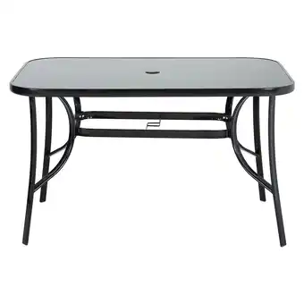 Tesco Living and Home Rectangle Metallic and Tempered Glass Garden Table with Parasol Hole offer