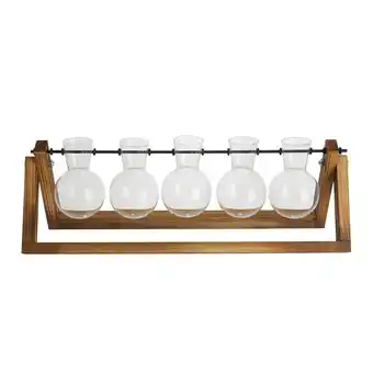 Tesco Living and Home Wooden Plant Propagation Station with 5 Bulb Vases offer