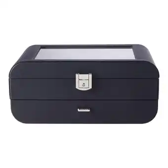 Tesco Living and Home Stylish Jewellery Storage Box with Watch Slots - Black offer