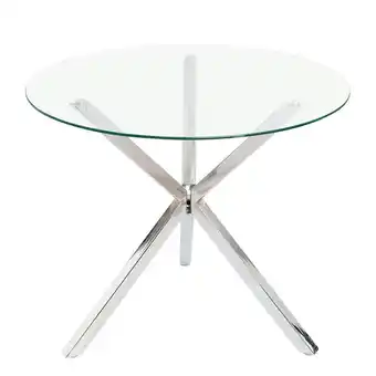 Tesco Living and Home Modern Round Tempered Glass Dining Coffee Table offer