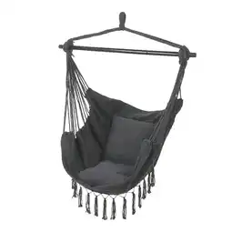 Tesco Living and Home Garden Hanging Canvas Hammock Swing Chair, Dark Grey offer