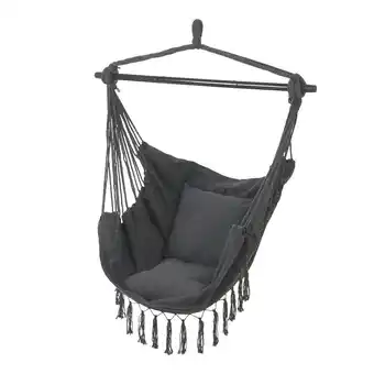 Tesco Living and Home Garden Hanging Canvas Hammock Swing Chair, Dark Grey offer