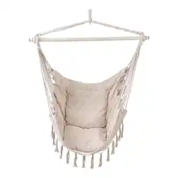 Tesco Living and Home Garden Hanging Canvas Hammock Swing Chair, White offer