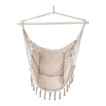 Tesco Living and Home Garden Hanging Canvas Hammock Swing Chair, White offer