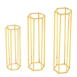 Tesco Living and Home Set of 3 Metal Wedding Flower Stands, Gold offer