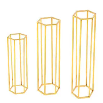 Tesco Living and Home Set of 3 Metal Wedding Flower Stands, Gold offer