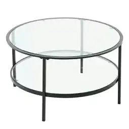 Tesco Living and Home Two-Tier Round Glass Coffee Table, 80x80x45cm offer