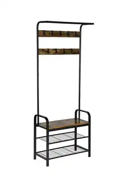 Tesco Living and Home Freestanding Wooden and Metal Coat and Shoe Rack offer