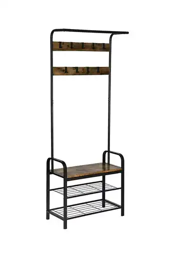 Tesco Living and Home Freestanding Wooden and Metal Coat and Shoe Rack offer