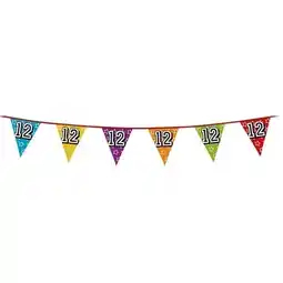 Tesco Age 12 Holographic Foil Pennant Bunting 8m offer