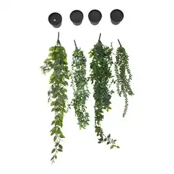 Tesco Living and Home Set of 4 Artificial Hanging Plants with Pots offer