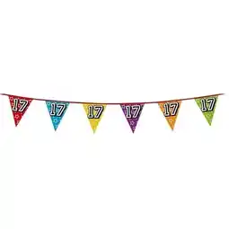 Tesco Age 17 Holographic Foil Pennant Bunting 8m offer