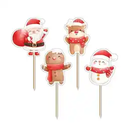 Tesco Santa and Friends Christmas Cupcake Food Pick Toppers - Pack of 12 offer