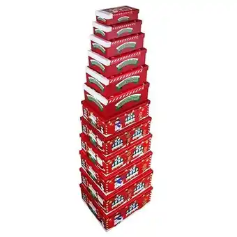 Tesco Santa's Grotto Happy Christmas Stackable Gift Boxes - Pack of 12 offer