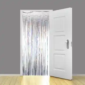 Tesco Holographic Silver Foil Door Curtain Backdrop 92cm x 244cm - Pack of 5 offer