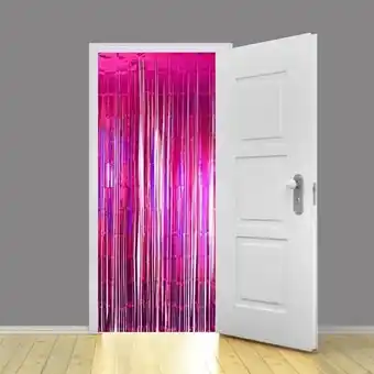 Tesco Holographic Hot Pink Foil Door Curtain Backdrop 92cm x 244cm offer