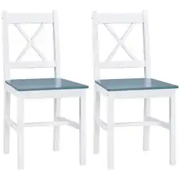 Tesco HOMCOM Dining Chairs Set of 2, Pine Wood Frame, Cross Back for Kitchen offer