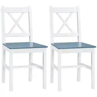 Tesco HOMCOM Dining Chairs Set of 2, Pine Wood Frame, Cross Back for Kitchen offer