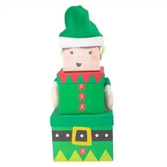 Tesco Elf Christmas Plush Stackable Gift Boxes - Pack of 3 offer