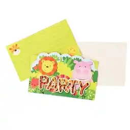 Tesco Jungle Animal Party Stand-up Invitations with Envelopes - Pack of 8 offer