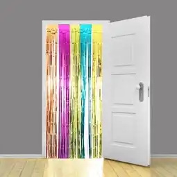 Tesco Multi-Colour Foil Door Curtain Backdrop 92cm x 244cm - Pack of 10 offer