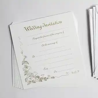 Tesco Gold Print Wedding Invitations With Envelopes - Pack of 10 offer