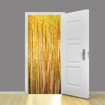 Tesco Holographic Gold Foil Door Curtain Backdrop 92cm x 244cm - Pack of 5 offer