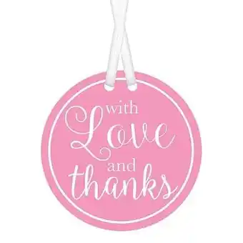 Tesco Pink With Love & Thanks Tags with Twist Ties - Pack of 25 offer