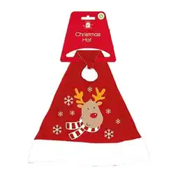 Tesco Reindeer Red Fleece Embroidered Christmas Hat offer