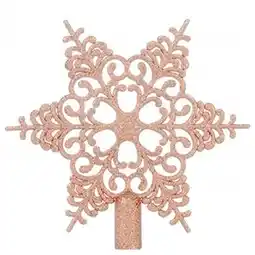 Tesco 6 Tip Glittered Rose Gold Christmas Tree Top Star 20cm offer