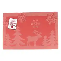 Tesco Red Jacquard Christmas Scene Placemat offer