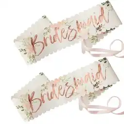 Tesco Floral Hen Party Bridesmaid Rose Gold Foiled Paper Sashes - Pack of 2 offer