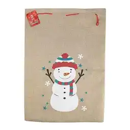 Tesco Christmas Snowman Jute Gift Sack 50cm offer