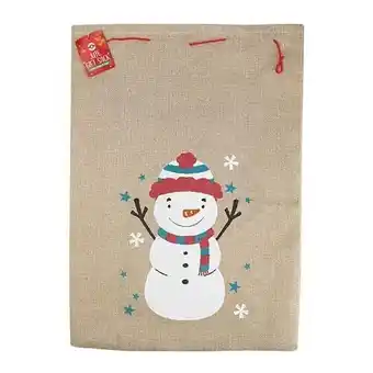 Tesco Christmas Snowman Jute Gift Sack 50cm offer