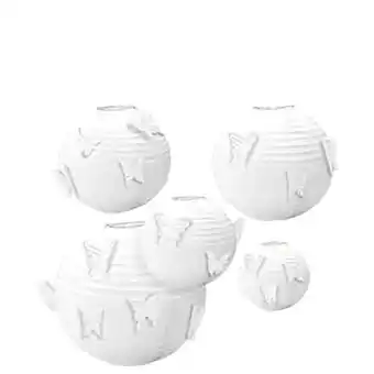 Tesco White Hanging Paper Lanterns With Butterfly Attachments - Pack of 5 offer