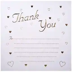 Tesco Gold Embossed Hearts Thank You Cards with Envelopes - Pack of 10 offer