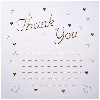 Tesco Gold Embossed Hearts Thank You Cards with Envelopes - Pack of 10 offer