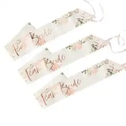 Tesco Floral Hen Party Team Bride Rose Gold Foiled Paper Sashes - Pack of 6 offer