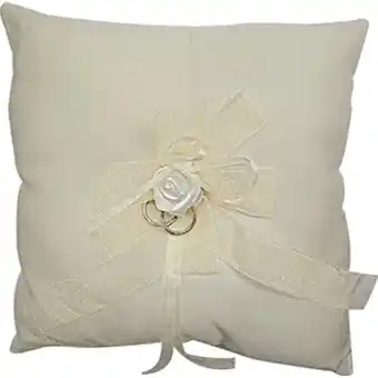 Tesco White Square Wedding Ring Cushion with Rose offer