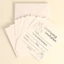 Tesco Christening White Invitations With Silver Print And Envelopes - Pack of 10 offer