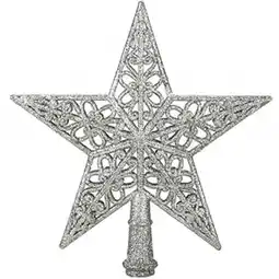 Tesco 5 Tip Glittered Silver Christmas Tree Top Star 20cm offer