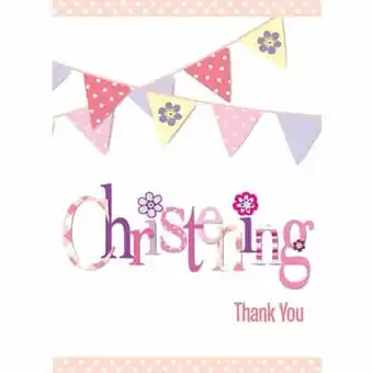 Tesco Christening Pink Thank You Cards With Envelopes - Pack of 8 offer