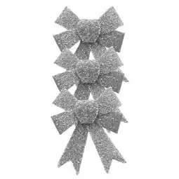 Tesco Silver & White Christmas Tinsel Bows - Pack of 3 offer