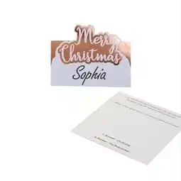 Tesco Foil Rose Gold & White Dots Merry Christmas Trivia Place Cards - Pack of 10 offer