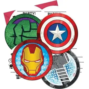 Tesco Marvel Avengers Invitations with Envelopes - Pack of 6 offer