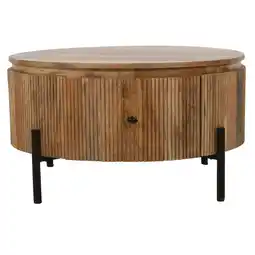 Tesco Niles Natural Solid Wood Coffee Table With Metal Legs offer