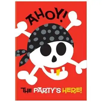 Tesco Pirate Fun Invitations with Envelopes - Pack of 8 offer