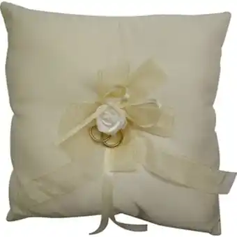 Tesco Ivory Square Wedding Ring Cushion with Rose offer