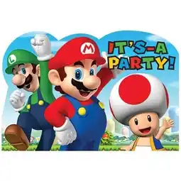 Tesco Super Mario Party Invitations With Envelopes - Pack of 8 offer