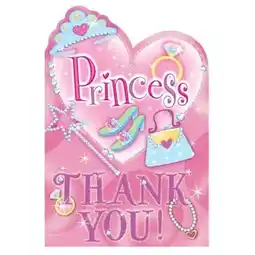 Tesco Prismatic Princess Thank You Notes with Envelopes - Pack of 8 offer